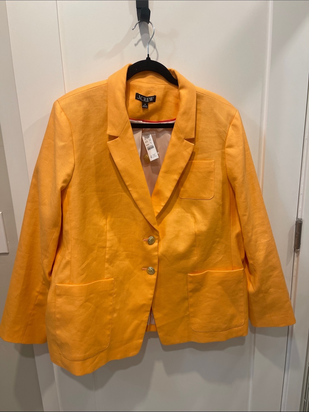J. Crew Bright Orange Linen-Blend Two-Button Blazer sz 20 NWTs